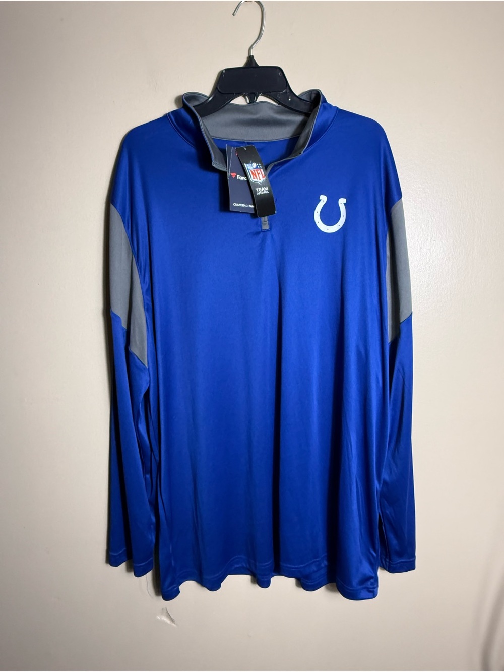 Indianapolis Colts Quarter Zip Pullover 2XL Blue Fanatics NFL NWT